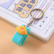 Cartoon Mini Stapler Keychain Kawaii Animal Trumpet Stapler Book Paper Binding Machines Student Stationery Cute Desk Accessories