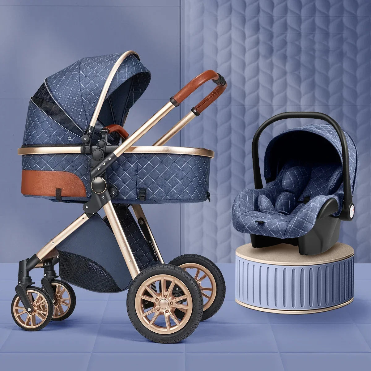 Multi-functional Baby Stroller 3 in1,Portable Baby Carriage,Fold Pram,High Landscape Stroller,Newborn stroller With Car-Seat