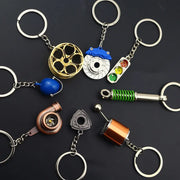 Creative Gear Head Keychain Speed Gearbox Keyring for Car Key Turbo Hub Brake Disc Pendant Shock Absorber Keys Holder Chain Ring