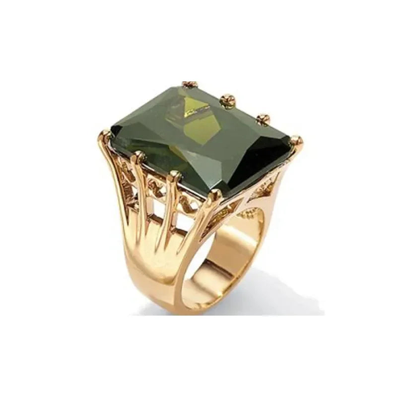 Fashion Square Shape Champagne Big Crystal Designer Hyperbole  Ring for Women Engagement Wedding Stone Rings Whole Sale