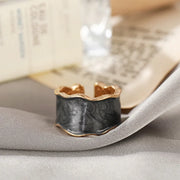 Retro Gold Color Double Oil Drip Open Rings for Women Luxury Irregular Adjustable Finger Ring 2025 New Trendy Wedding Jewelry