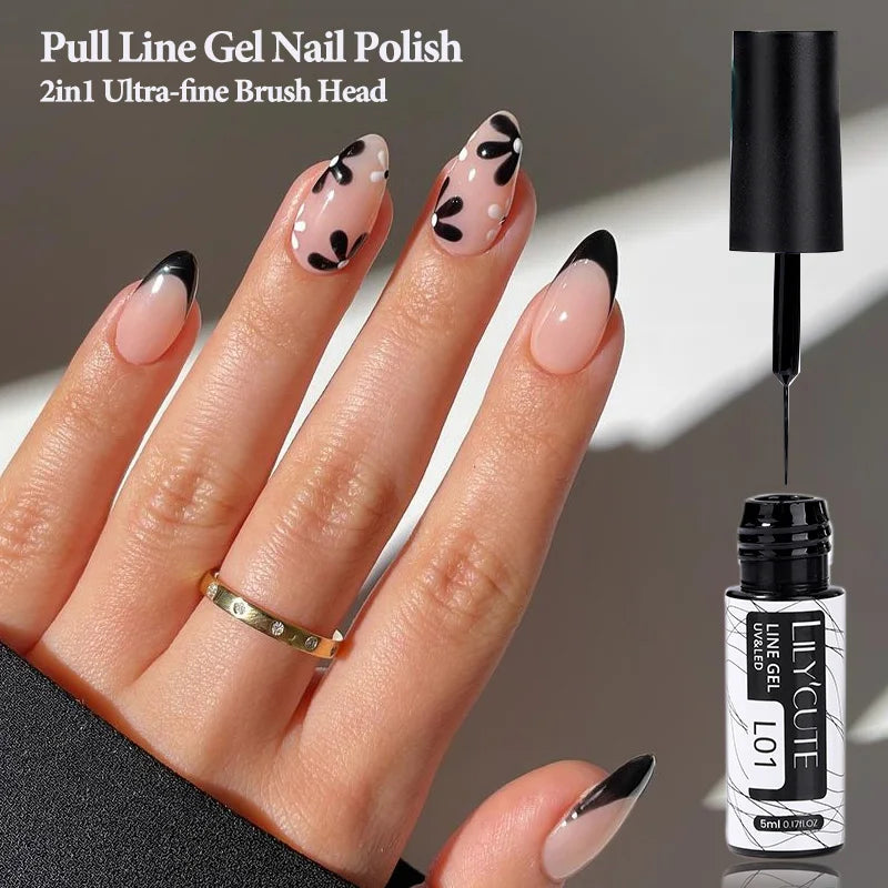 LILYCUTE 5ml Reflective Glitter Liner Gel Nail Polish Superflash Colorful Sparkling Graffiti Painting Stripe Pull Line Nail Gel