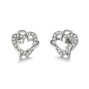 Love Heart Intertwined Stud Earrings for Women Rose Gold Color Crystal Earrings Wedding Engagement Jewelry For Bridal DFE030M