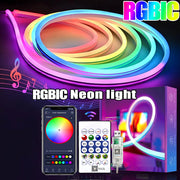 5V RGB+IC Neon Strip Light 1M 2M 3M 5M 10M USB Waterproof Flexible LED Strip Lights With Bluetooth Remote Control For Home Decor