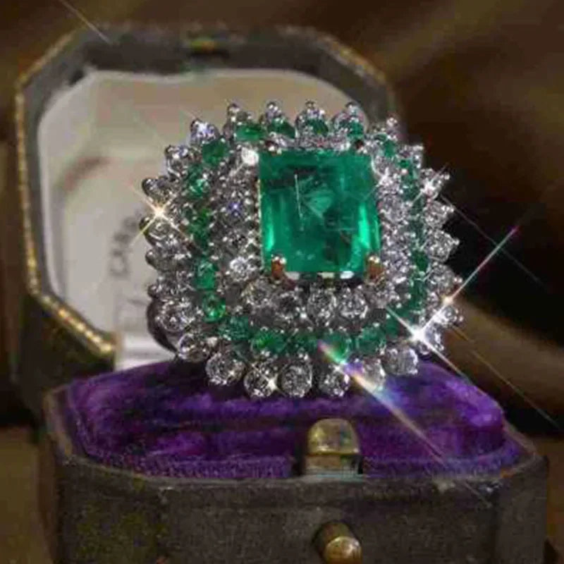 Fashion Square Shape Champagne Big Crystal Designer Hyperbole  Ring for Women Engagement Wedding Stone Rings Whole Sale