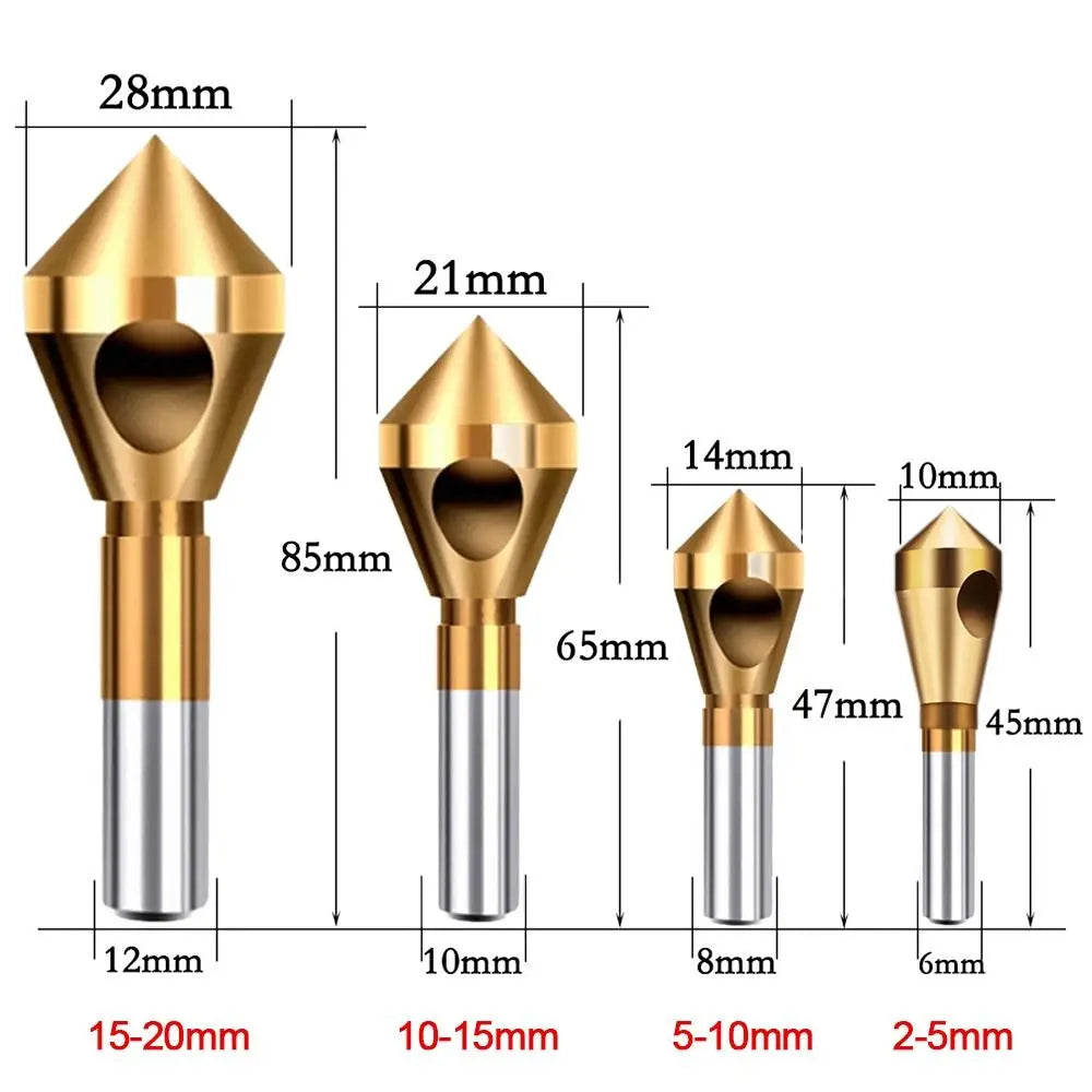 90 Degree Deburring Chamfering Cutter Countersink Drill Bits HSS Titanium Coated Smooth Hole Metal Boring Drill Bit Punch Tool