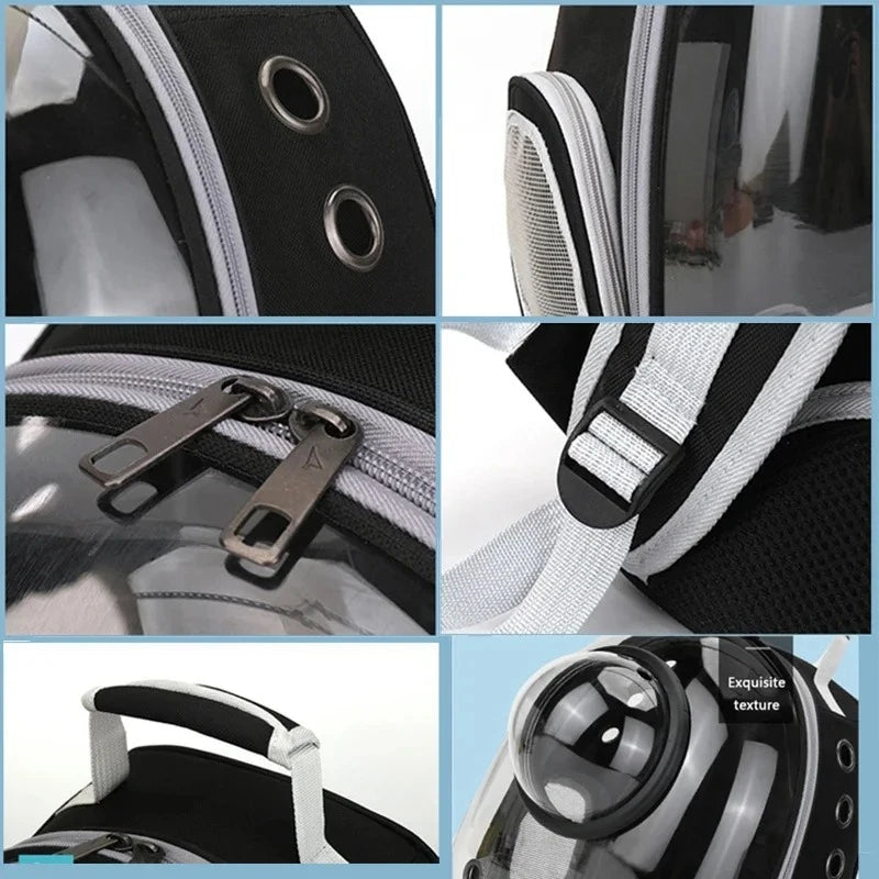 Transparent Space Capsule Pet Backpack Carrier Lightweight Portable Breathable Foldable for Cats Dogs Outdoor Travel Adventure