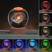 6cm Bedside RGB Lamp Solar Theme Cosmos Series Crystal Ball Night Lights Milky Way Moon Small Ornaments for Desk Creative Gift