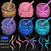 LILYCUTE 5ml Reflective Glitter Liner Gel Nail Polish Superflash Colorful Sparkling Graffiti Painting Stripe Pull Line Nail Gel