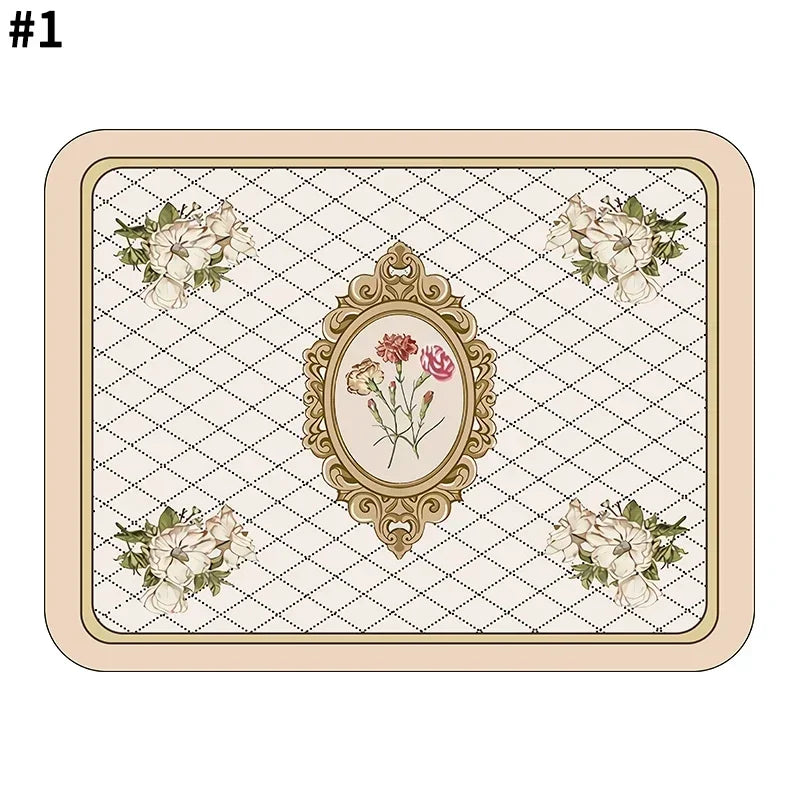 Printed Dish Drying Mat Super Absorbent Coffee Drain Pad Tableware Draining Pad Quick Dry Rug Kitchen Dinnerware Placemat