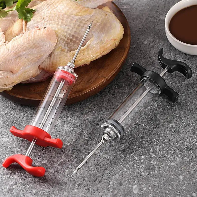 Flavor Needle BBQ Meat Syringe Marinade Injector Pork Steak Meat Sauces Syringes With 1 Stainless Steel Needles Kitchen Tools