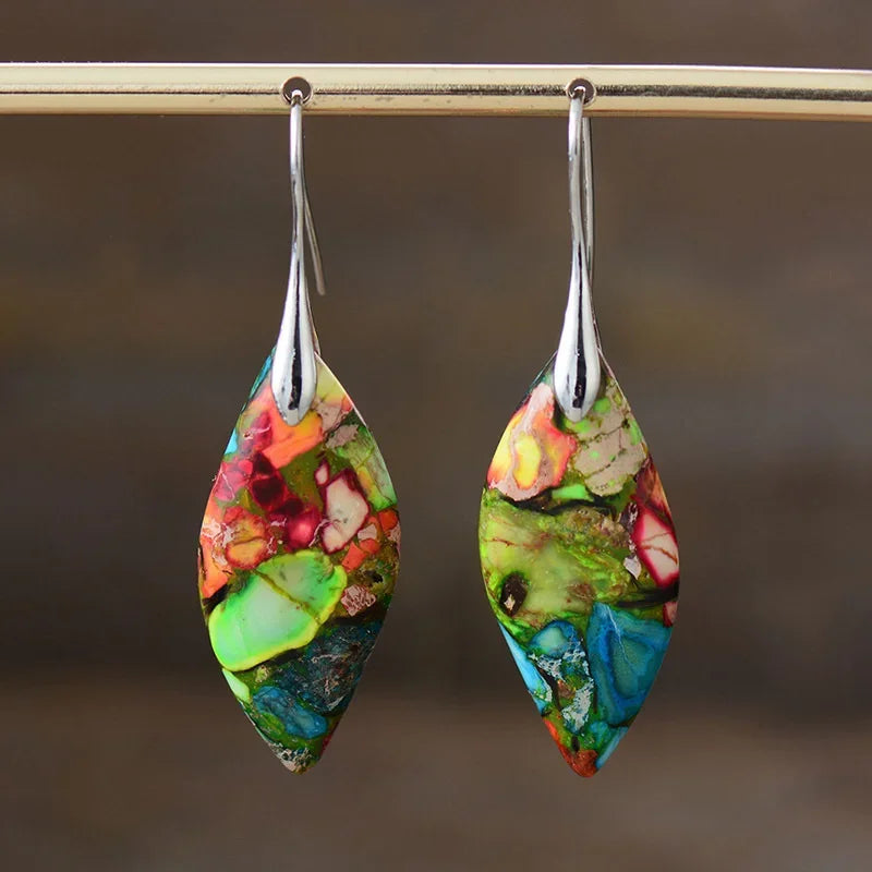 Bohemian Emperor Stone Geometric Pendant Earring Popular Natural Stone Jewelry Earrings for Women Luxury Boho Original earring