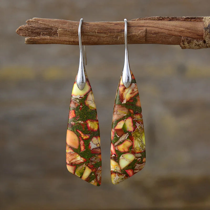 Bohemian Emperor Stone Geometric Pendant Earring Popular Natural Stone Jewelry Earrings for Women Luxury Boho Original earring