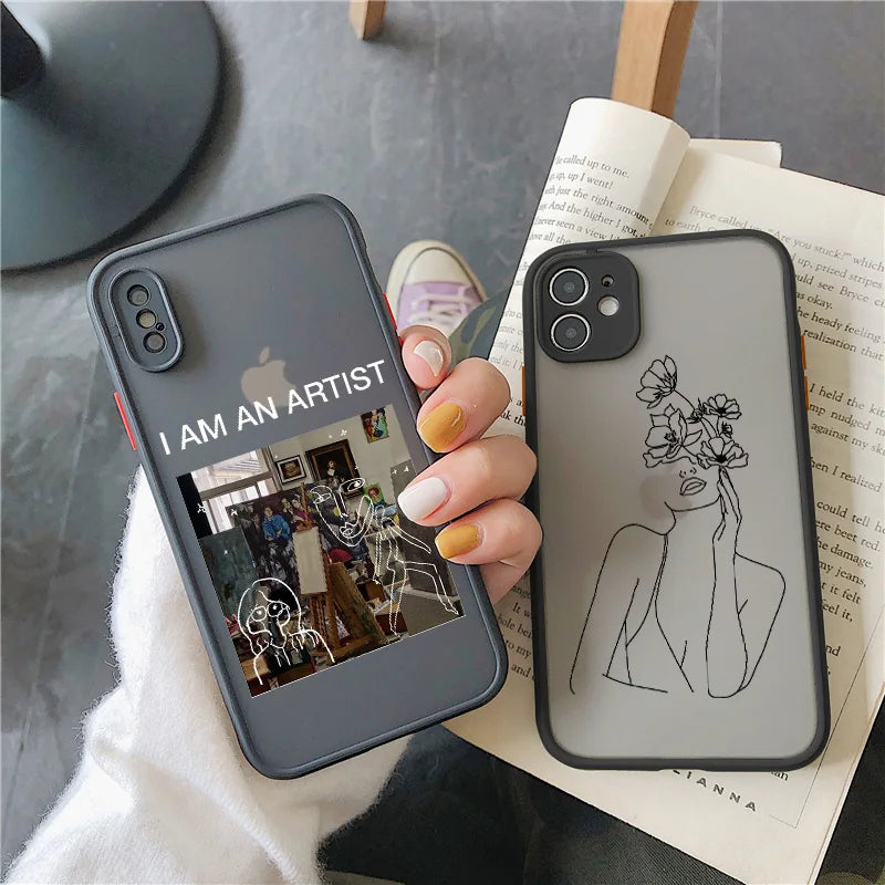 Art Retro Abstract Geometry Phone Case For iPhone 17 15 13 12 Mini 14 X Xs Xr 16 11 Pro Max 15 14 Puls Cute Anti-fall Cover
