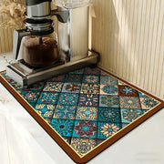 Printed Dish Drying Mat Super Absorbent Coffee Drain Pad Tableware Draining Pad Quick Dry Rug Kitchen Dinnerware Placemat