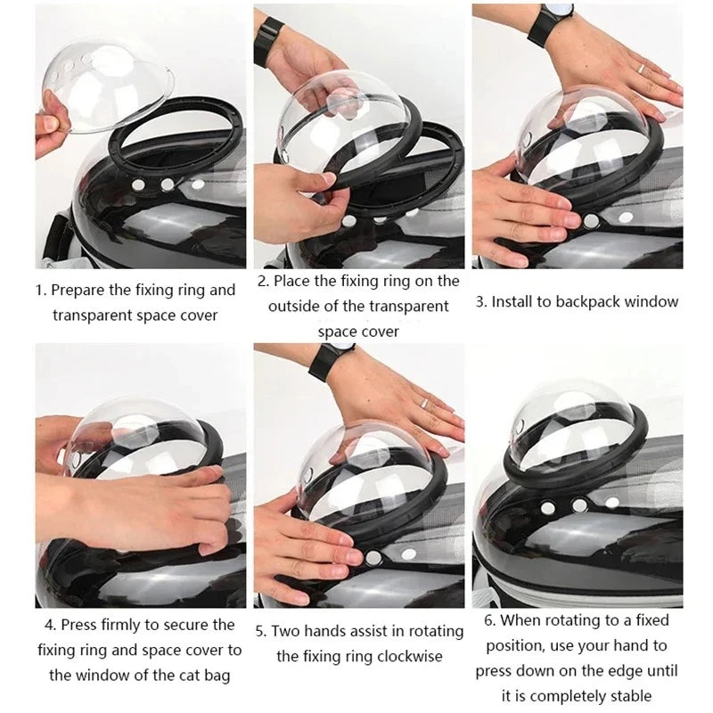 Transparent Space Capsule Pet Backpack Carrier Lightweight Portable Breathable Foldable for Cats Dogs Outdoor Travel Adventure