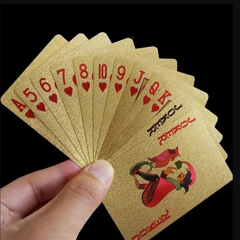 24K Gold Playing Cards Plastic Poker  Game Deck Foil Pokers Pack Magic Waterproof Card Gift Collection Game