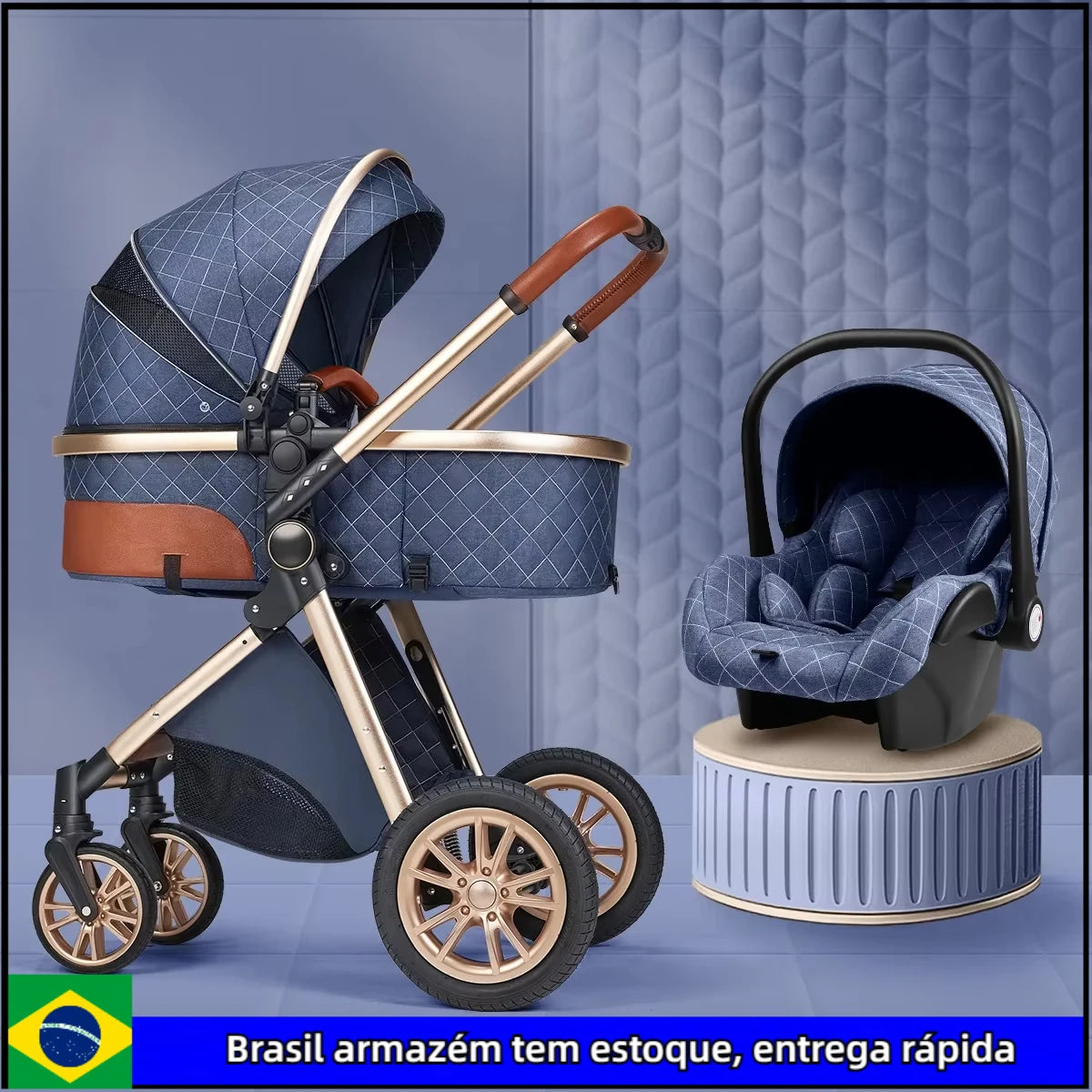 Multi-functional Baby Stroller 3 in1,Portable Baby Carriage,Fold Pram,High Landscape Stroller,Newborn stroller With Car-Seat