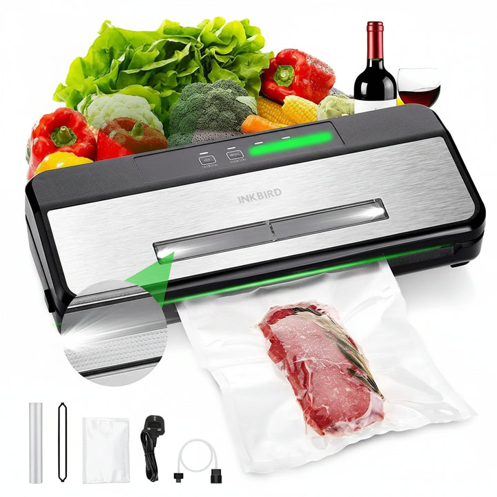 INKBIRD 3rd Vacuum Sealer with Starter Kit -80KPA Strong Suction Kitchen Household Food Vacuum Sealer Machine for Meat,Vegetable