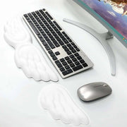 Keyboard Mouse Wrist Rest Angel Wing Memory Foam Mouse Pad Set Wrist Support Ergonomic Non-Slip For Office PC Laptop Easy Typing