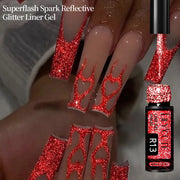 LILYCUTE 5ml Reflective Glitter Liner Gel Nail Polish Superflash Colorful Sparkling Graffiti Painting Stripe Pull Line Nail Gel