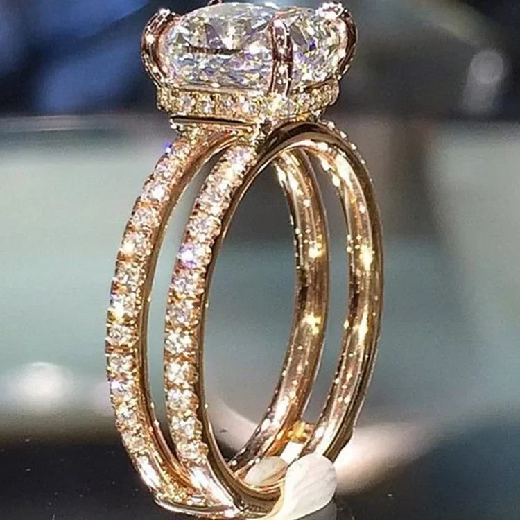 Fashion Square Shape Champagne Big Crystal Designer Hyperbole  Ring for Women Engagement Wedding Stone Rings Whole Sale