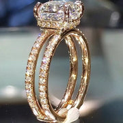 Fashion Square Shape Champagne Big Crystal Designer Hyperbole  Ring for Women Engagement Wedding Stone Rings Whole Sale