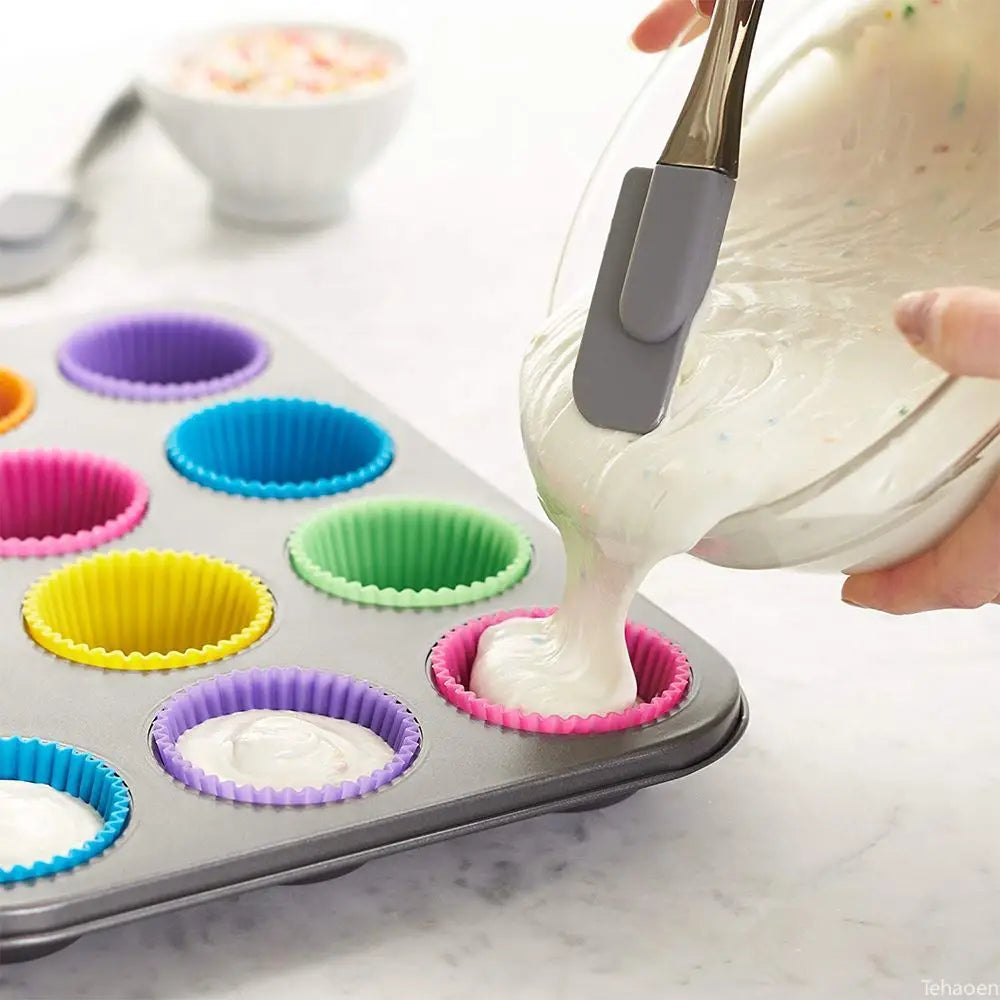 12Pcs Silicone Cup Cake Mold Reusable Cupcake Mould Muffin Pastry Chocolate Pudding Candy Jelly Mold Baking Cookie DIY Tool