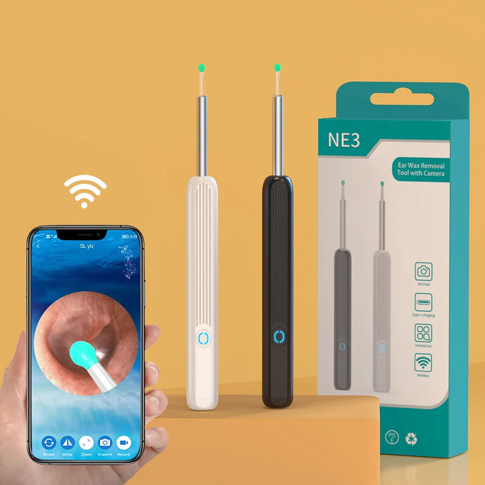 NE3 Ear Cleaner High Precision Ear Wax Removal Tool with Camera LED Light Wireless Otoscope Smart Ear Cleaning Kit Best Gift