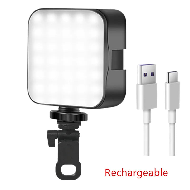 Pocket LED Selfie Light for IPhone Samsung IPad Mobile Phone Laptop Clip Ring Flash Fill Video Photo Ringlight Photography Lamp