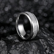 8mm Fashion Stainless Steel Men Jewelry Tungsten Carbide Ring Inlay Meteorite Wedding Bands for Women Jewelry Gifts