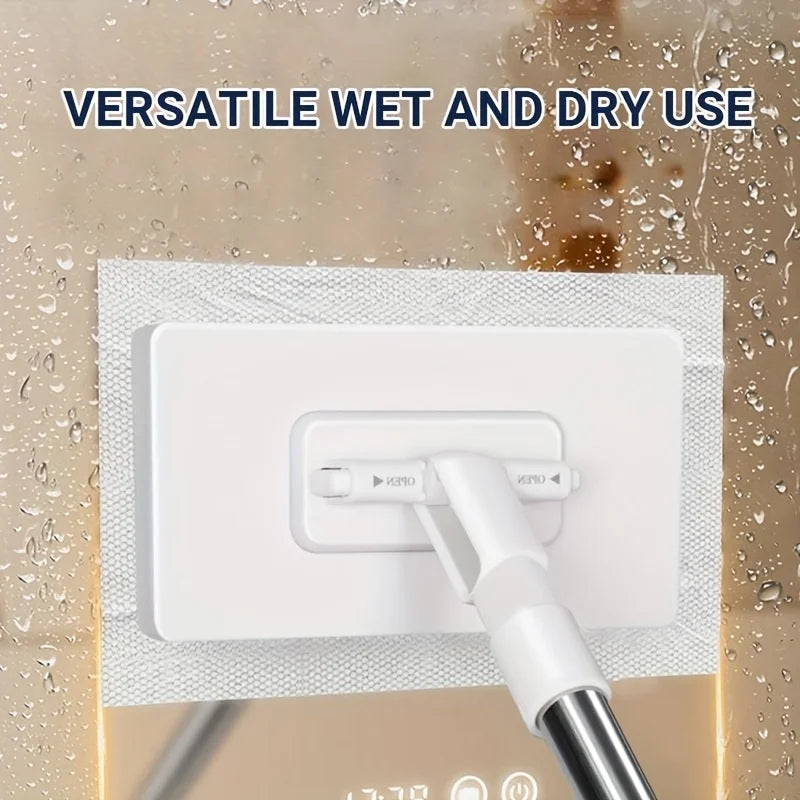 Flat Mop Compatible with Standard Cleaning Cloths for Kitchen, Bathroom, Floors, Windows, Home without Cleaning Towel