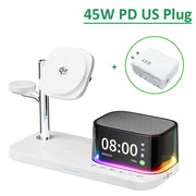 25W Magnetic Wireless Charger Stand Bluetooth Speaker Fast Charging For iPhone Samsung S26 S25/Z Fold 7 Galaxy Watch Ultra 8 7