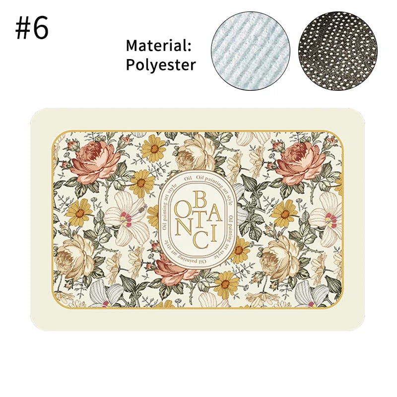 Printed Dish Drying Mat Super Absorbent Coffee Drain Pad Tableware Draining Pad Quick Dry Rug Kitchen Dinnerware Placemat
