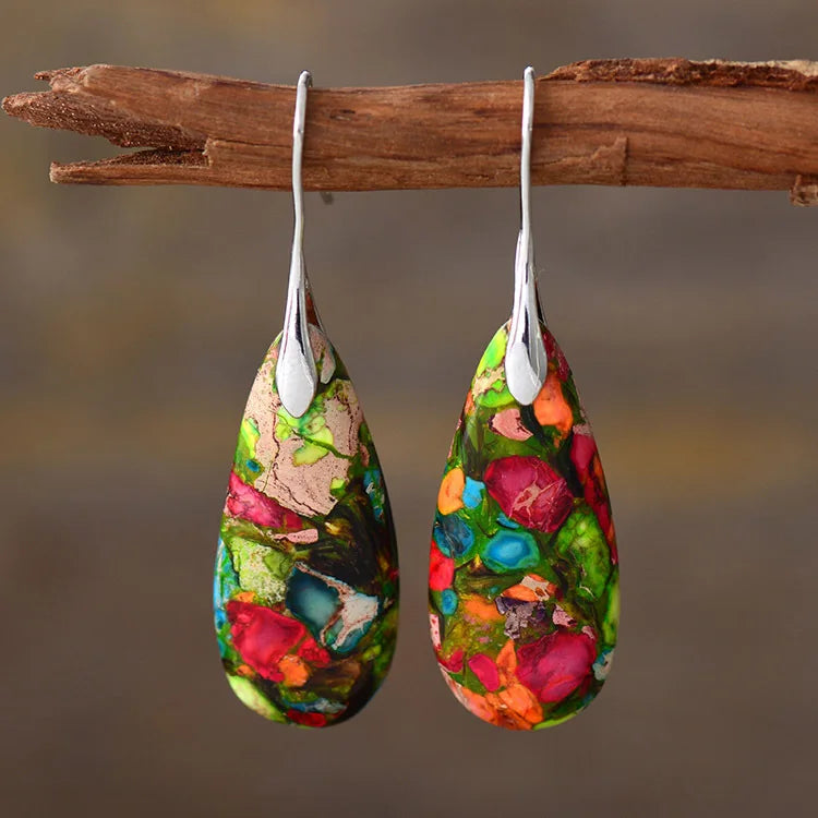 Bohemian Emperor Stone Geometric Pendant Earring Popular Natural Stone Jewelry Earrings for Women Luxury Boho Original earring