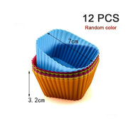 12Pcs Silicone Cup Cake Mold Reusable Cupcake Mould Muffin Pastry Chocolate Pudding Candy Jelly Mold Baking Cookie DIY Tool