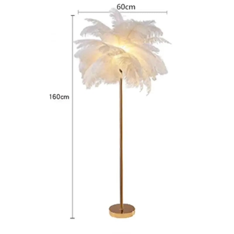 Modern Nordic Ostrich Feather Floor Lamp, Living Room, Dining Bedroom, Study Desk Interior Decoration LED Lighting