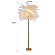 Modern Nordic Ostrich Feather Floor Lamp, Living Room, Dining Bedroom, Study Desk Interior Decoration LED Lighting