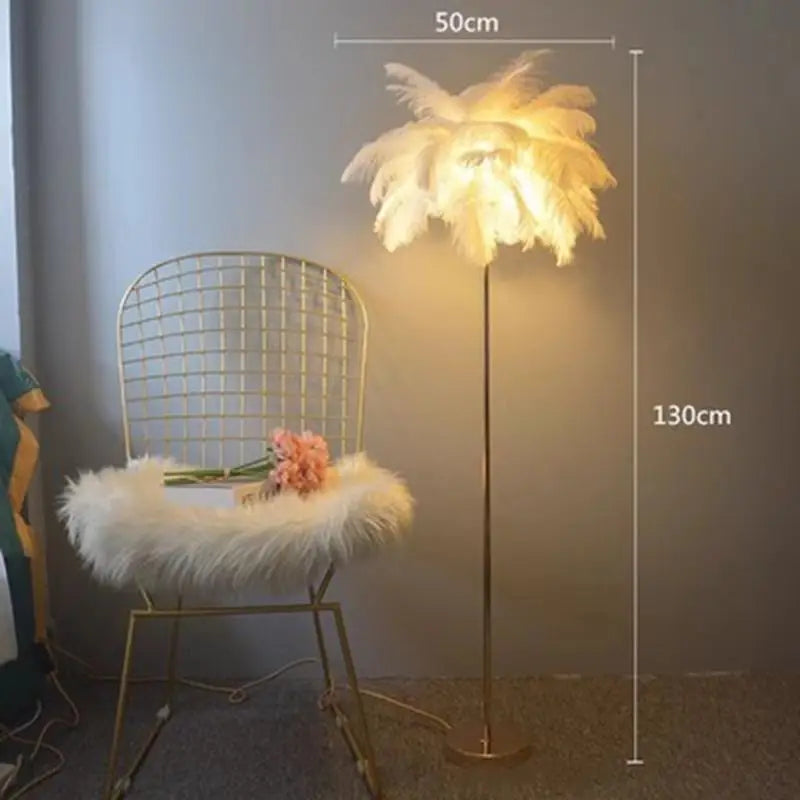 Modern Nordic Ostrich Feather Floor Lamp, Living Room, Dining Bedroom, Study Desk Interior Decoration LED Lighting