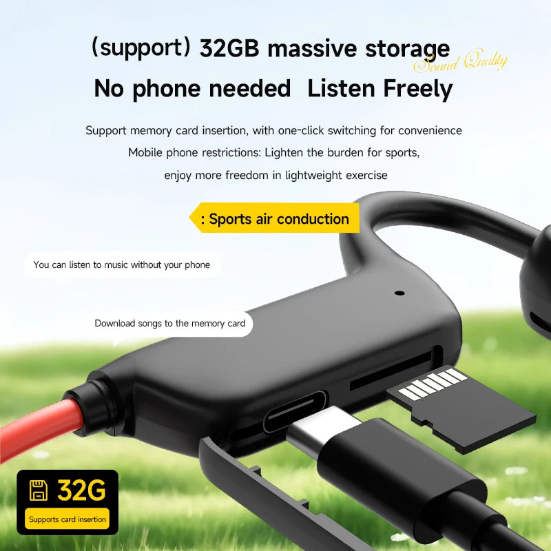 X1Pro Wireless sports open-ear air conduction headphones ear-hook design, supports memory card, outdoor Bluetooth headset