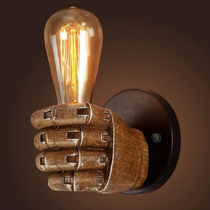 Nordic Retro Resin Wall Lamp Left Hand Right Hand Fist Sconces Wall Fixture Home Decor Light Indoor Restaurant Bar Decoration