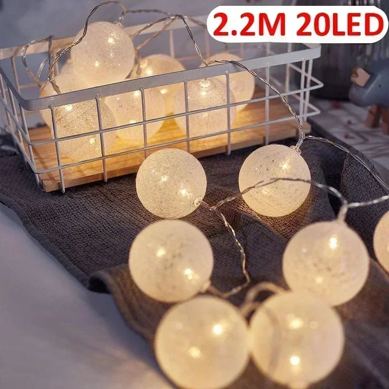 20LED Ball String Lights Lantern Rattan Battery or USB Control Wedding Christmas Decor Lighting Home Party Garden Ornament Lamps