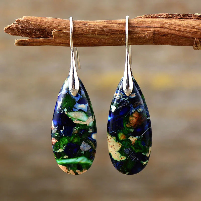 Bohemian Emperor Stone Geometric Pendant Earring Popular Natural Stone Jewelry Earrings for Women Luxury Boho Original earring