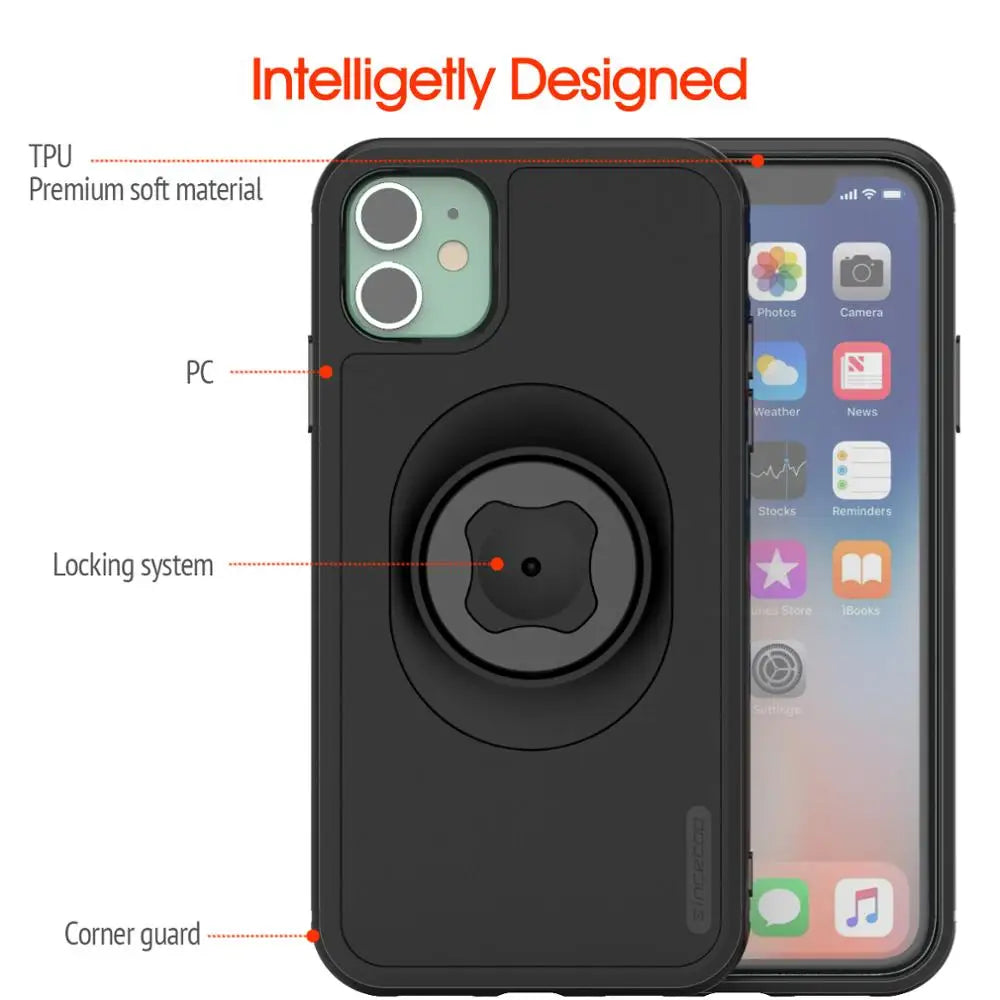 Shockproof Bike Phone Mount for iPhone 16 Pro Max | Anti-Vibration Motorcycle Handlebar Holder with Case, Secure Locking