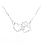 Hollow Pet Paw Footprint Necklaces Cute Animal Dog Cat Love Heart Pendant  For Women Girls Jewelry