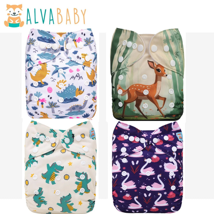 ALVABABY Modern Cloth Nappy Shell Eco-Friendly Baby Cloth Diaper Shell Adjustable Pocket Diaper Shell for Babies 3-15kg