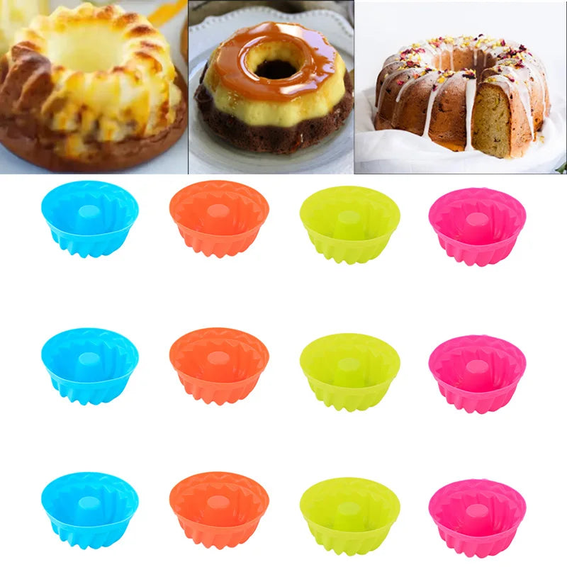 12Pcs Silicone Cup Cake Mold Reusable Cupcake Mould Muffin Pastry Chocolate Pudding Candy Jelly Mold Baking Cookie DIY Tool
