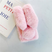 Soft Plush Case For iPhone 13 14 15 11 12 Pro XR X Xs Max 7 8 6 6s Plus 5 5S SE mini 3D Furry Rabbit Bunny Warm Fur Hair Cover