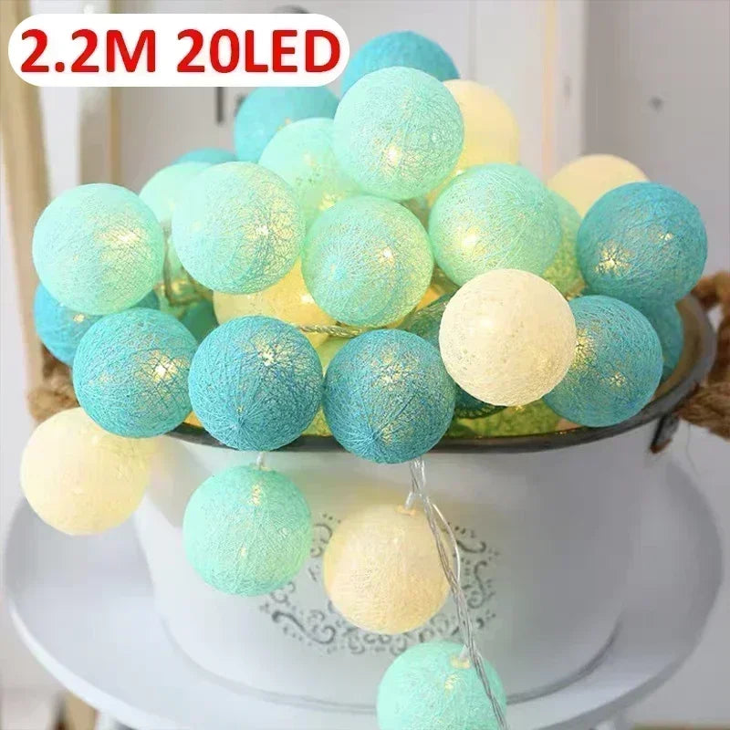 20LED Ball String Lights Lantern Rattan Battery or USB Control Wedding Christmas Decor Lighting Home Party Garden Ornament Lamps