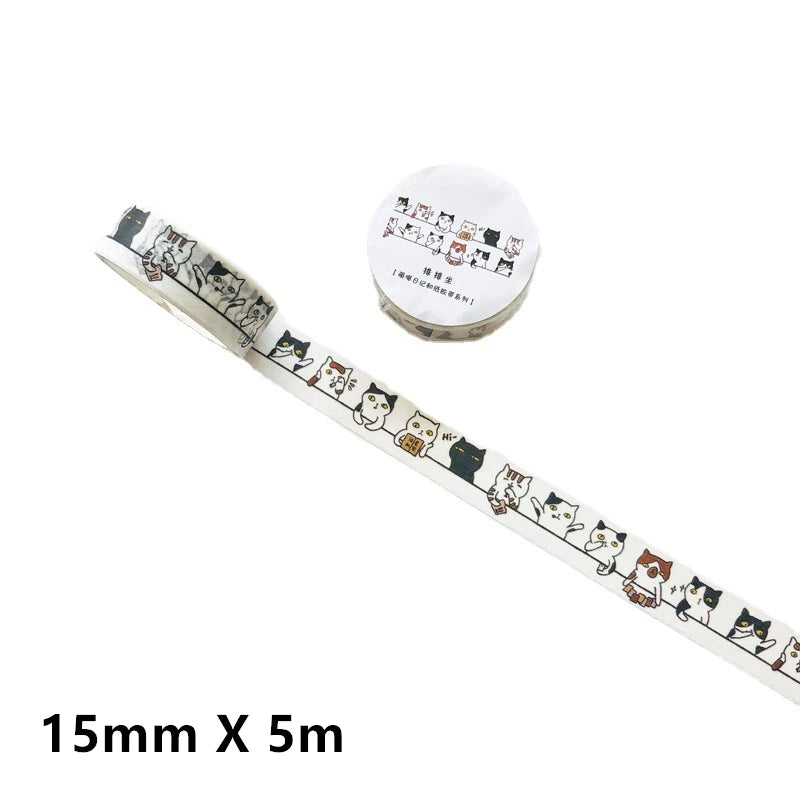 1 Roll Cute Kawaii Adorable Cat Adhesive Paper Washi Tape Masking Tape DIY Scrapbooking Stick Label